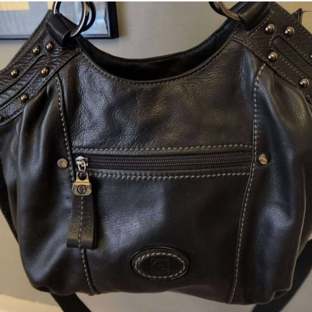 Large studded  leather purse